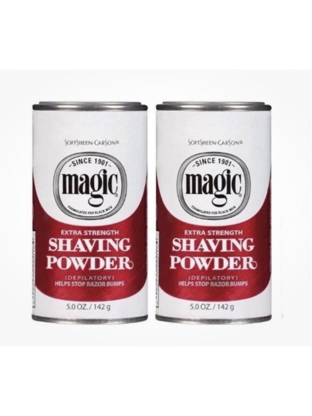 2 Magic Shaving Powder Extra Strength Shave Soft Sheen Carson 5oz DISCONTINUED